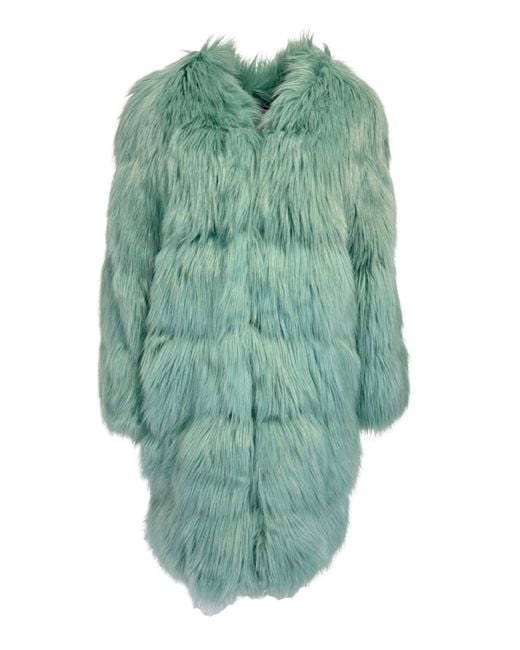 Gucci Green Faux Fur Coat In Mint Color