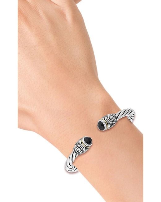 Effy Metallic Sterling Silver And Onyx Bangle Bracelet