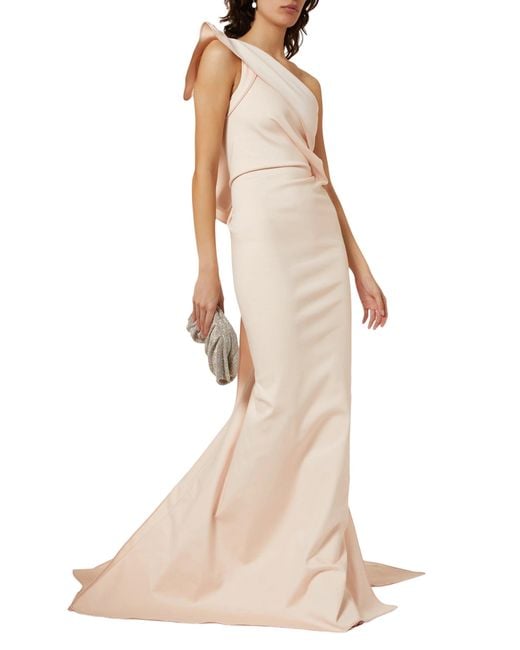 Maticevski White Instrumental One-shoulder Crepe Gown