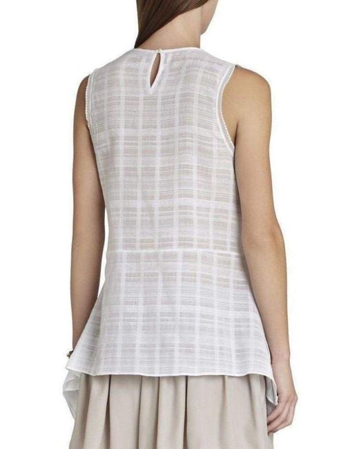 BCBGMAXAZRIA White Marci Sleeveless Lace-trim Top