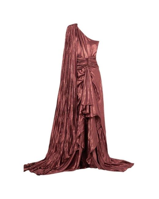 Gucci Red One Shoulder Asymmetric Lame Gown