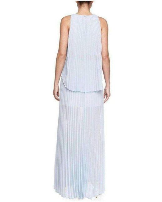 BCBGMAXAZRIA Blue Shaina Sleeveless Pleated Midi Dress