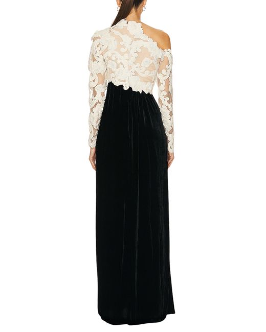 Zimmermann Black Sensory Lace And Velvet Gown