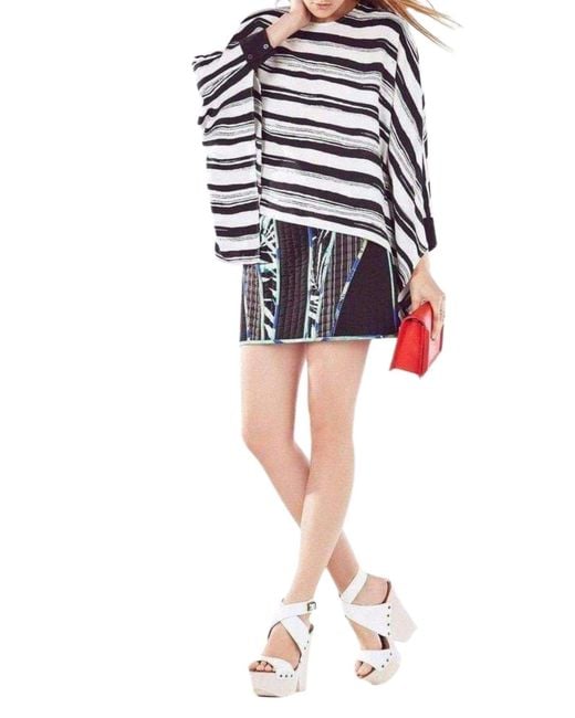BCBGMAXAZRIA White Cordelia Striped Kaftan Top