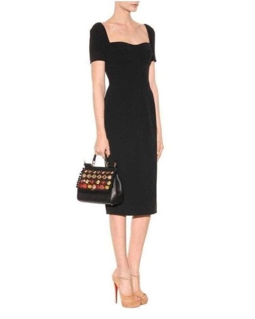 Dolce & Gabbana Black Sicily In Raffia Shoulder Leather Bag Us