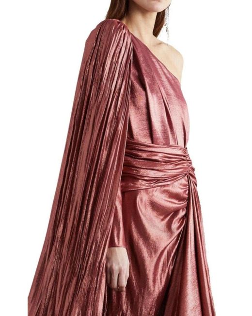 Gucci Red One Shoulder Asymmetric Lame Gown