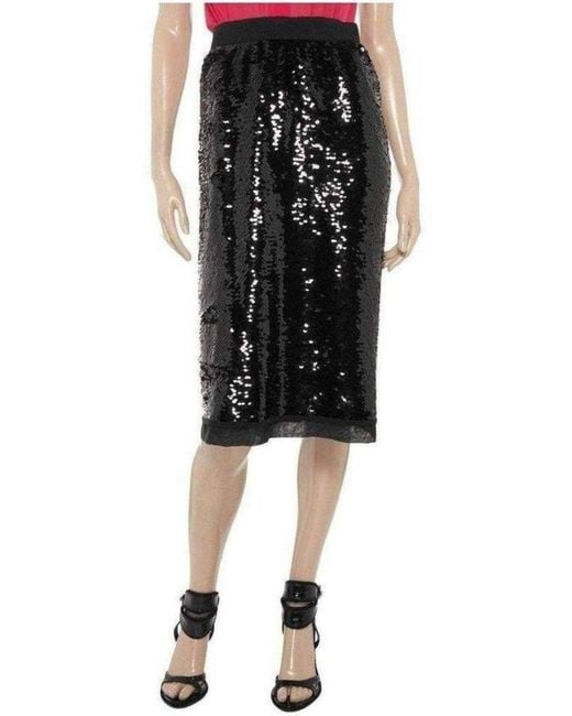 Dolce & Gabbana Black Sequin-embellished Pencil Skirt It 42 (us 6)