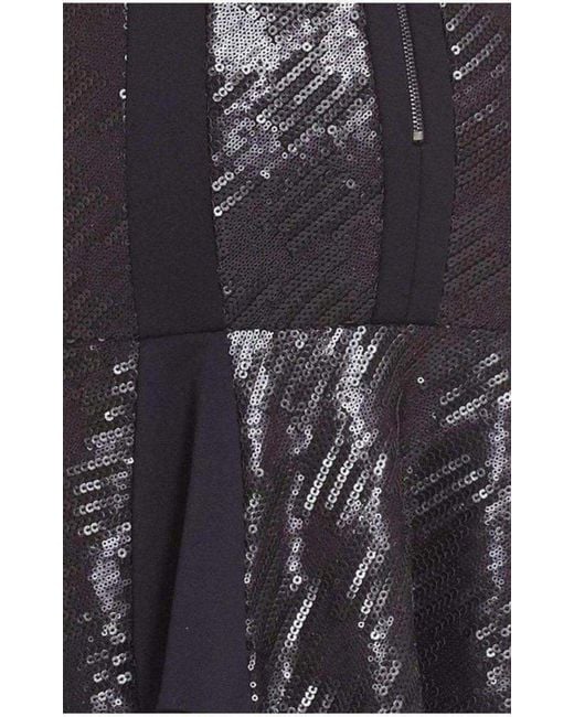 BCBGMAXAZRIA Black Noelle Fitted Sequin Flounce Dress