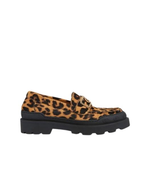Gucci Brown Interlocking G Leopard Print Leather Loafers