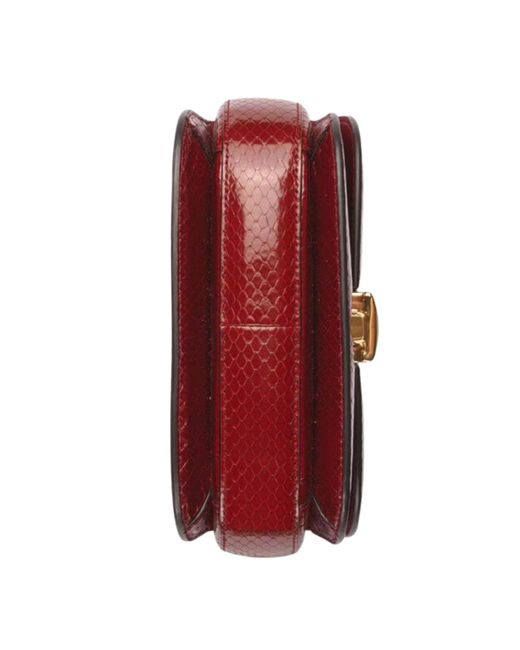 Gucci Red Sylvie 1969 Python Mini Shoulder Bag