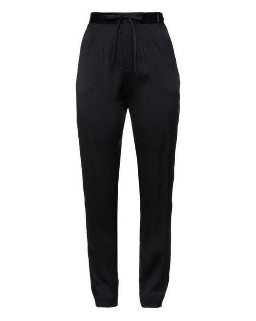 Roland Mouret Black Pleated Silk Pants