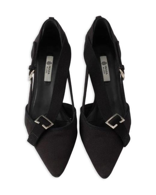 Prada Pointed Slingback Black Kitten Heel Pumps