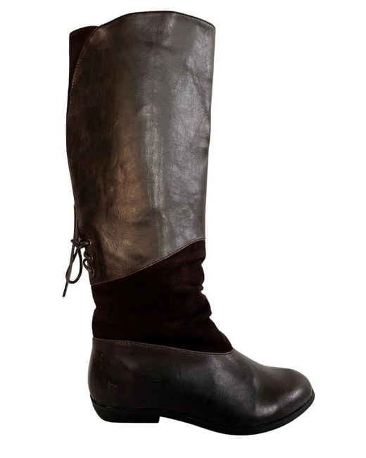ALDO Black Brown Leather Riding Boots