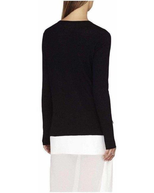 BCBGMAXAZRIA Black Reversible Crown Intarsia Top