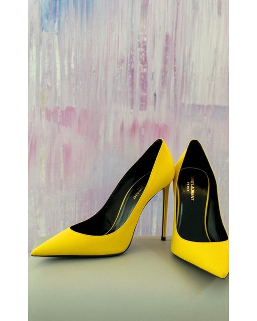 Saint Laurent Metallic Yellow 'zoe' Stiletto Pump