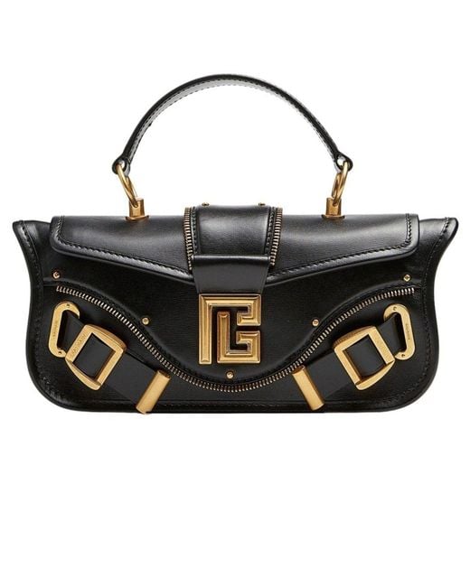 Balmain Black Blaze Small Leather Shoulder Bag