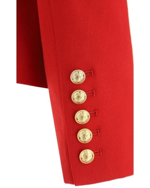 Balmain Red Double Breasted Tailored Wool Blazer