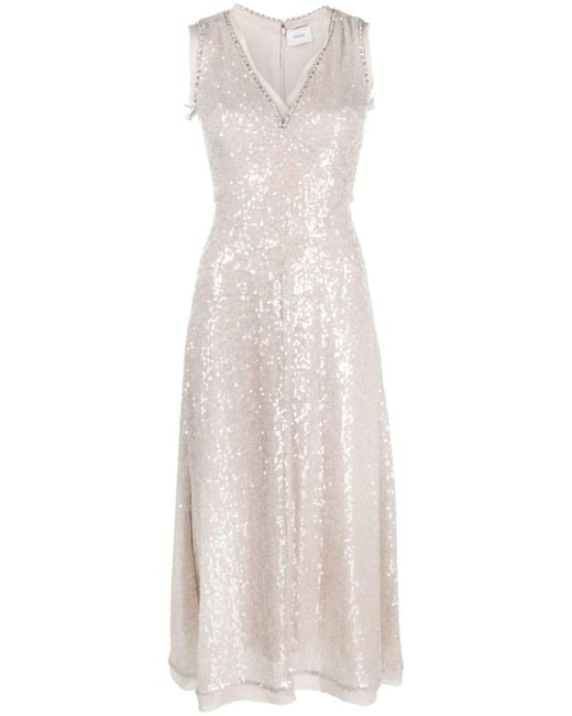 Erdem White Denise Crystal Embellished Sequin Midi Dress