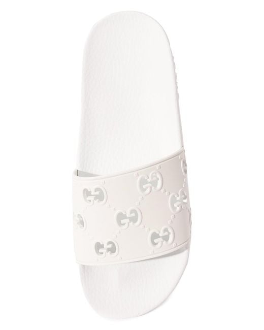 Gucci White GG Slide Sandal