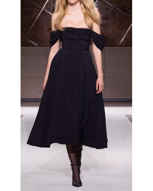 Giambattista Valli Black Off-shoulder Flared Midi Dress