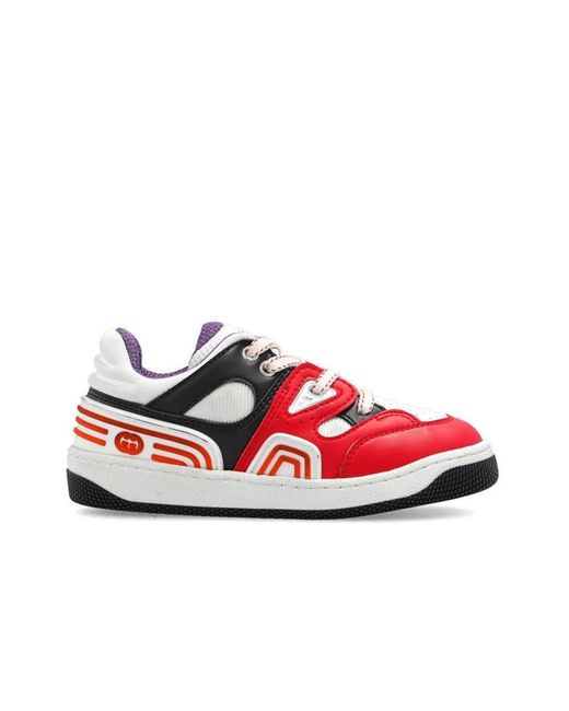 Gucci Basket Lace-up Sneakers in Red for Men | Lyst