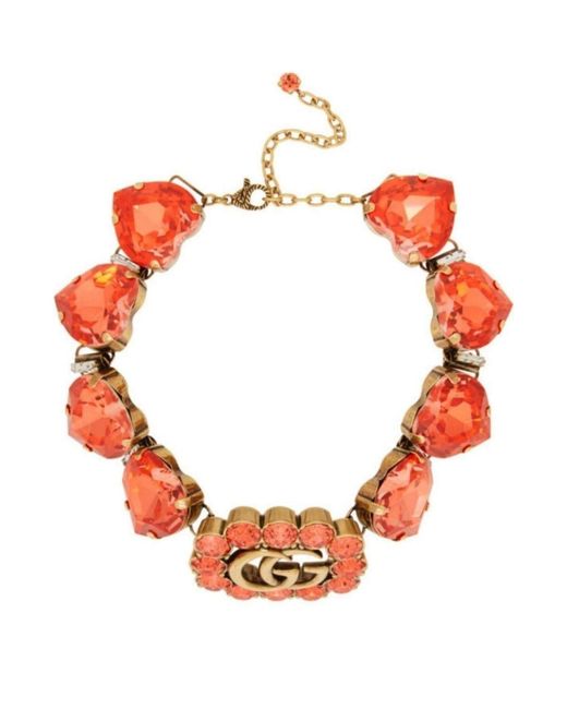 Gucci Multicolor GG And Heart Crystal-embellished Choker