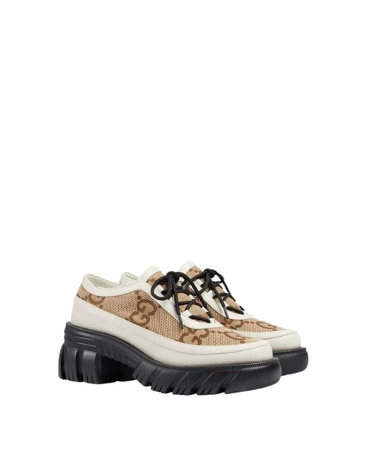 Gucci Gray GG Panelled Lace-up Shoes