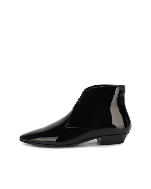 Saint Laurent Black Pathen Leather Ankle Boots
