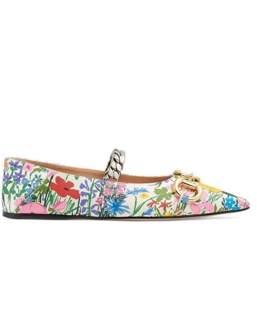 Gucci Blue Ken Scott Floral Ballerina Shoes