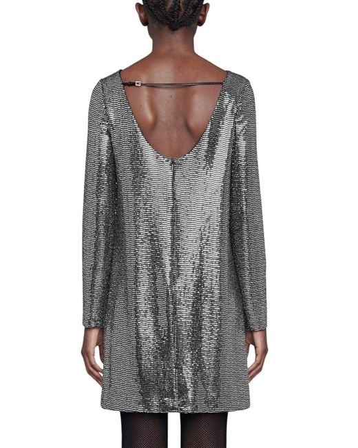 Gucci Gray Metallic Dotted Jersey Dress