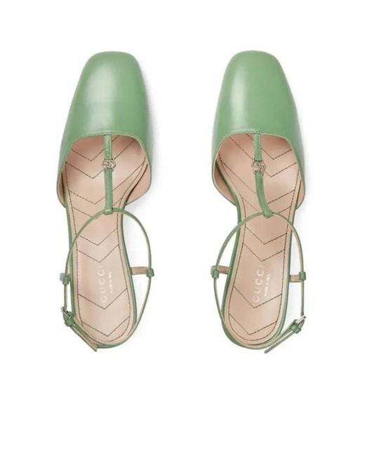 Gucci Double G Slingback Green Pumps