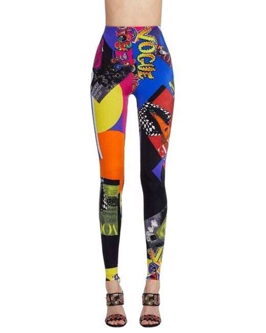 Versace Multicolor Vogue Ss'91 Print Tribute Tights It 46 (us 10)