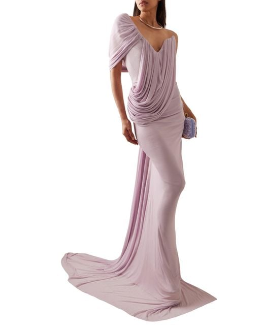 Maticevski Purple Systema Draped Jersey Gown