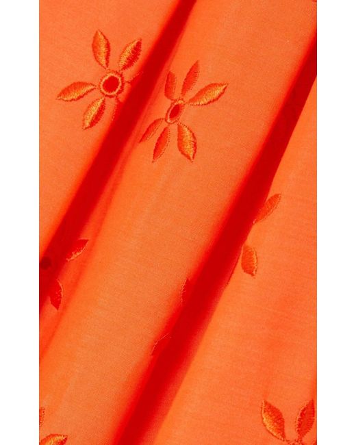 Erdem Red Zelda Broderie Anglaise Poplin Midi Dress
