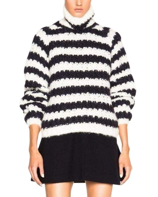 Chloé White Striped Mohair Blend Sweater