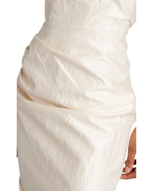 Maticevski Natural Amber Draped Cotton Midi Dress Pearl Crush