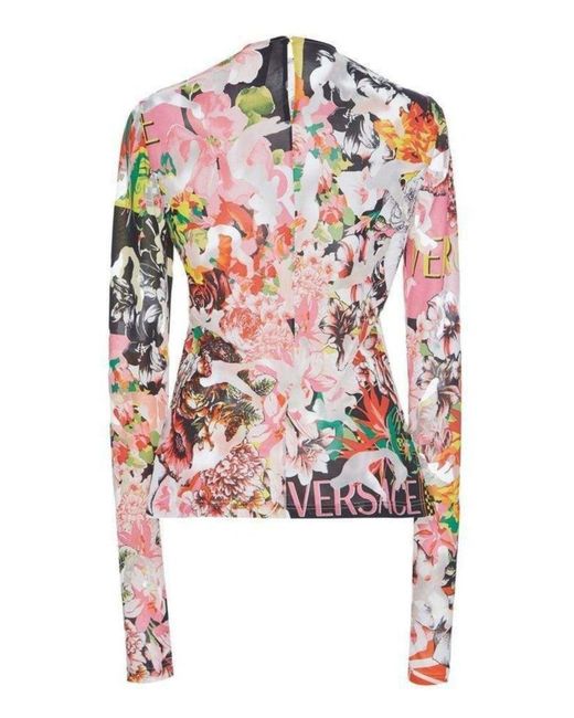 Versace Multicolor Floral Jersey Top It 44 ( Us 8 )