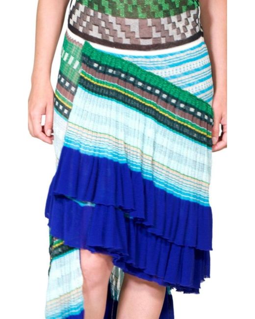 Missoni Blue Roude Ruffled Crochet Knit Dress