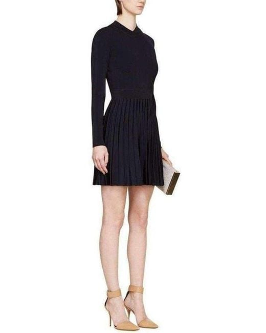 Balmain Black Ribbed Stretch Knit Mini Dress