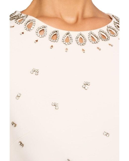 Oscar de la Renta Natural Crystal Medallion Shift Dress