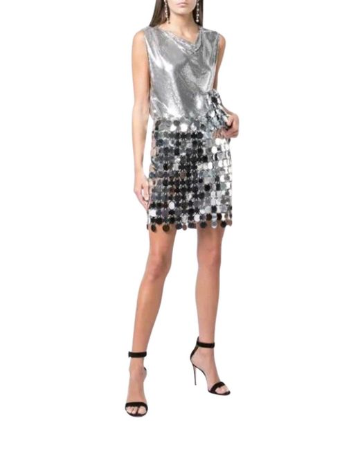 Rabanne Gray Mirror-effect Mini Skirt
