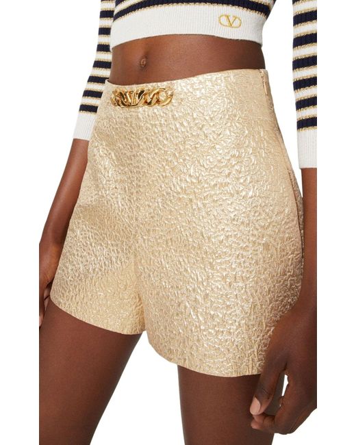 Valentino Natural Vlogo Chain Tailored Shorts