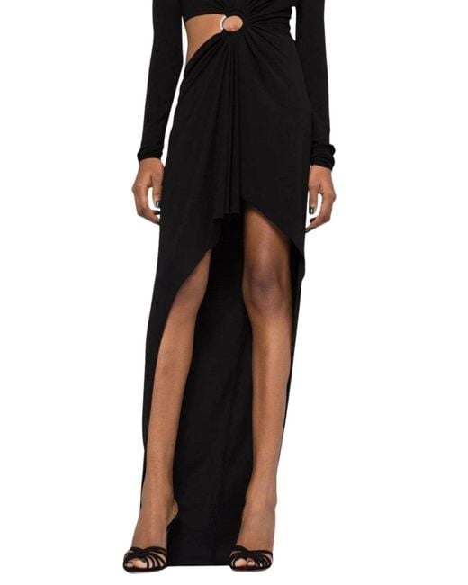Alexandre Vauthier Black Hoop-detail Cut-out Asymmetric Dress