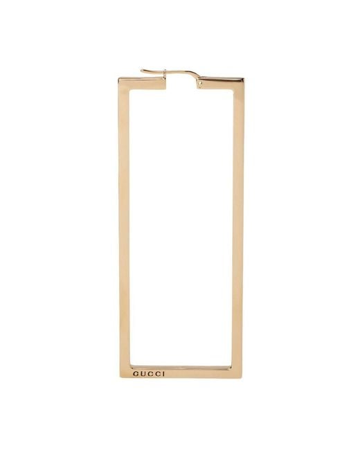 Gucci White Single Rectangle-shaped Logo-engraved Earring