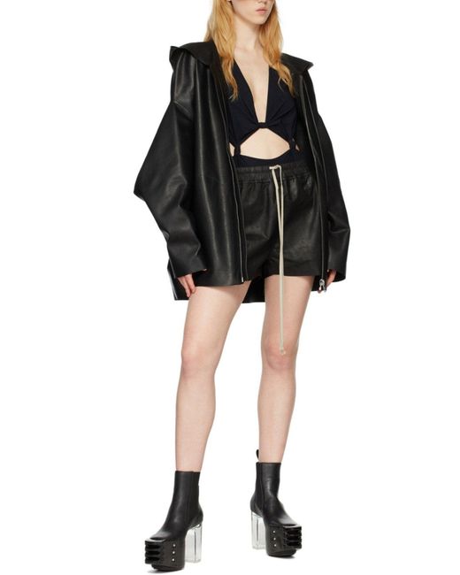 Rick Owens Black Peter Leather Jacket