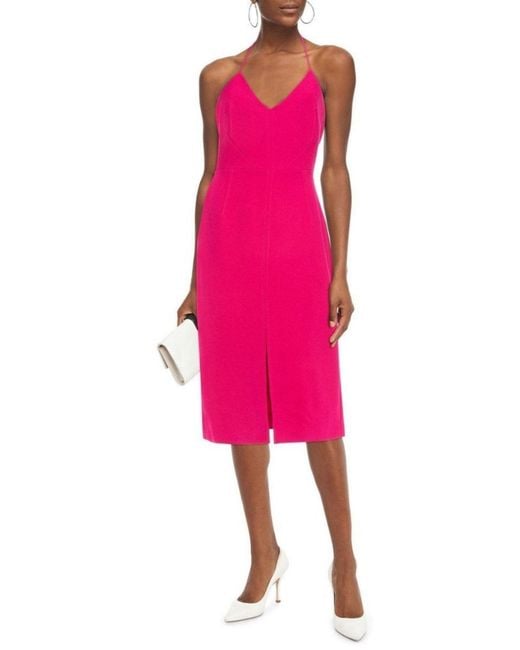 Roland Mouret Pink Cannock Stretch-crepe Midi Dress