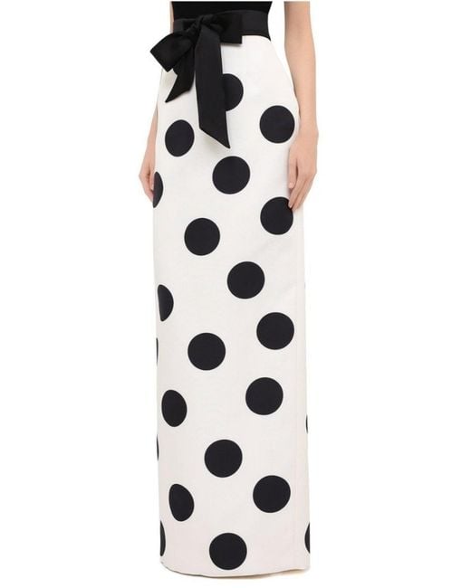 Saint Laurent White High Waist Polka Dot Silk Twill Skirt Fr 40 (us 10)