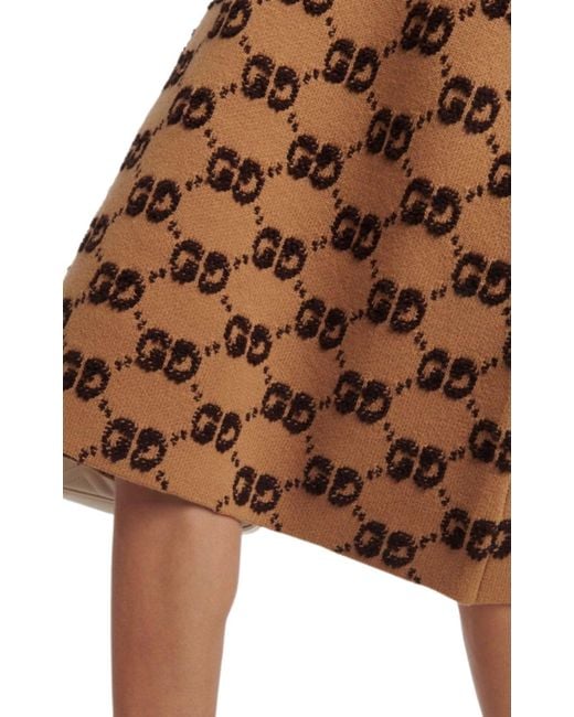 Gucci Natural GG Logo Jacquard Wool Bouclé Midi Skirt
