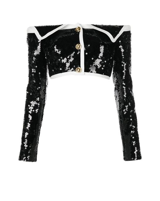 Giambattista Valli Black Sequin Bustier Jacket