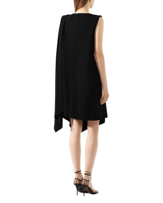 Gucci Black Crystal Embellished Draped Jersey Shift Dress